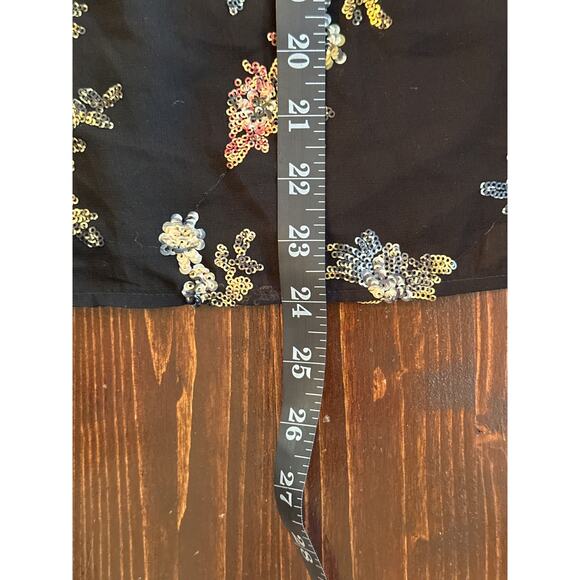 VTG Banana Republic Cami M Black Sequin Floral Y2K 90s Fairy Goth Whimsigoth - Picture 11 of 12